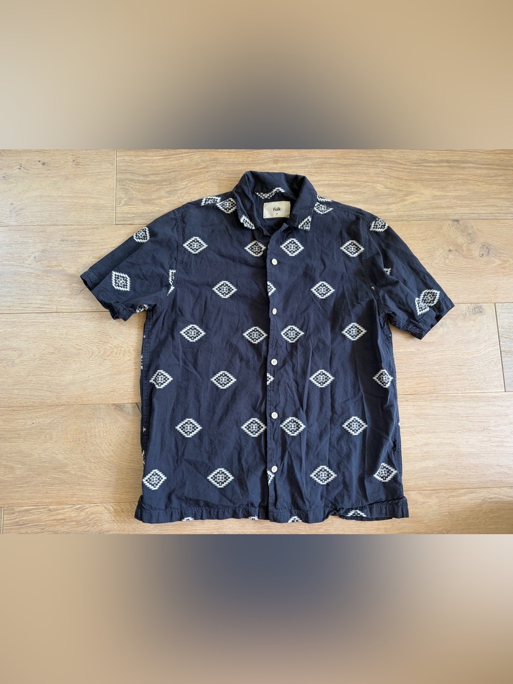 Folk 100% cotton button up shirt retro southwest Aztec print - size medium